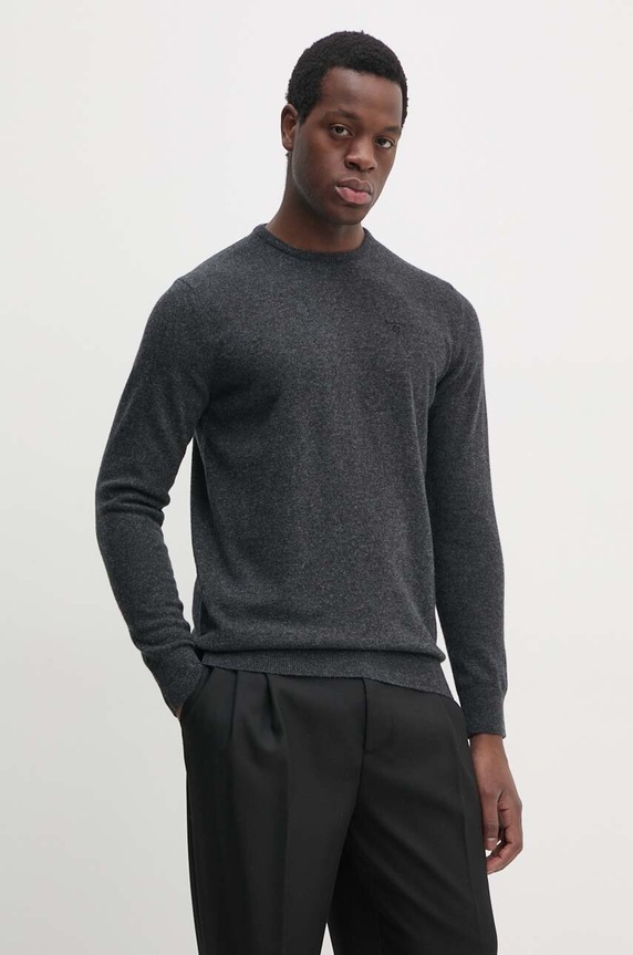 Barbour sweter wełniany okrągły szary MKN0345
