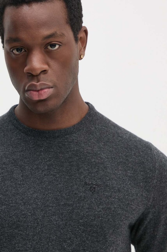 Barbour sweter wełniany szary MKN0345