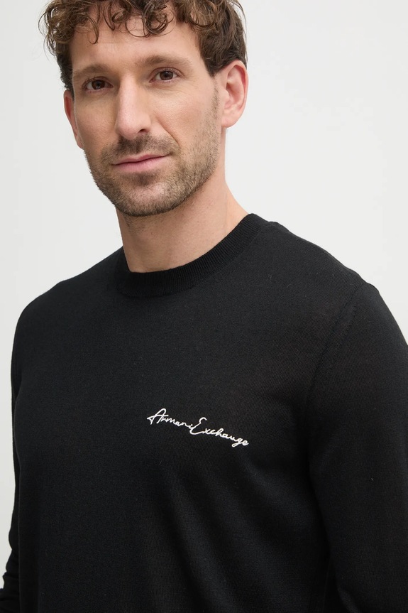 Armani Exchange pulover de lana negru 8NZM5A.ZM1YZ