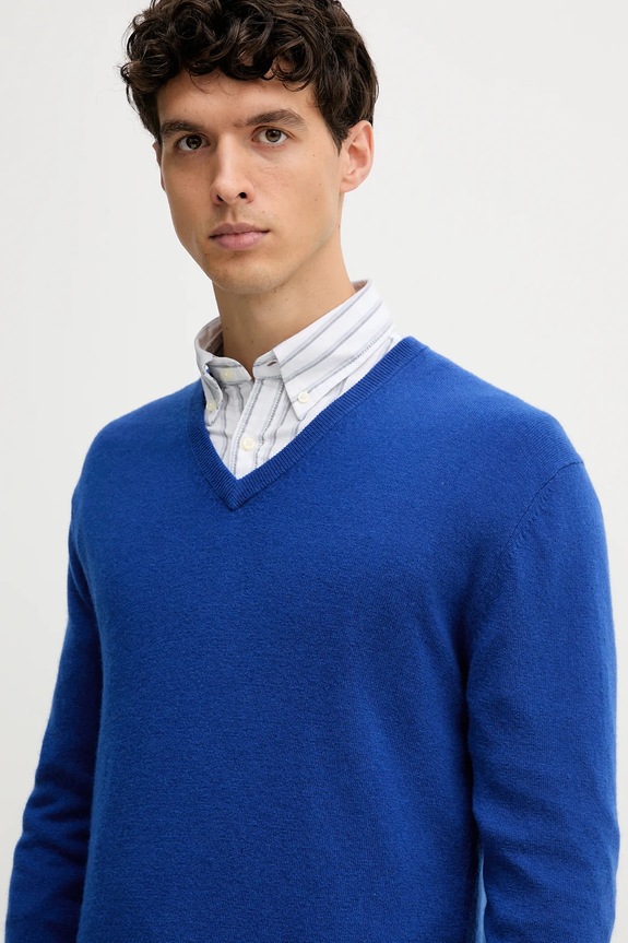 United Colors of Benetton gyapjú pulóver kék 1002U4407