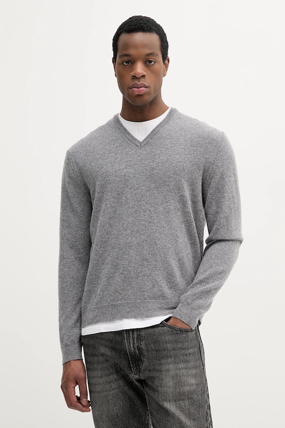 United Colors of Benetton sweter wełniany szpic szary 1002U4407