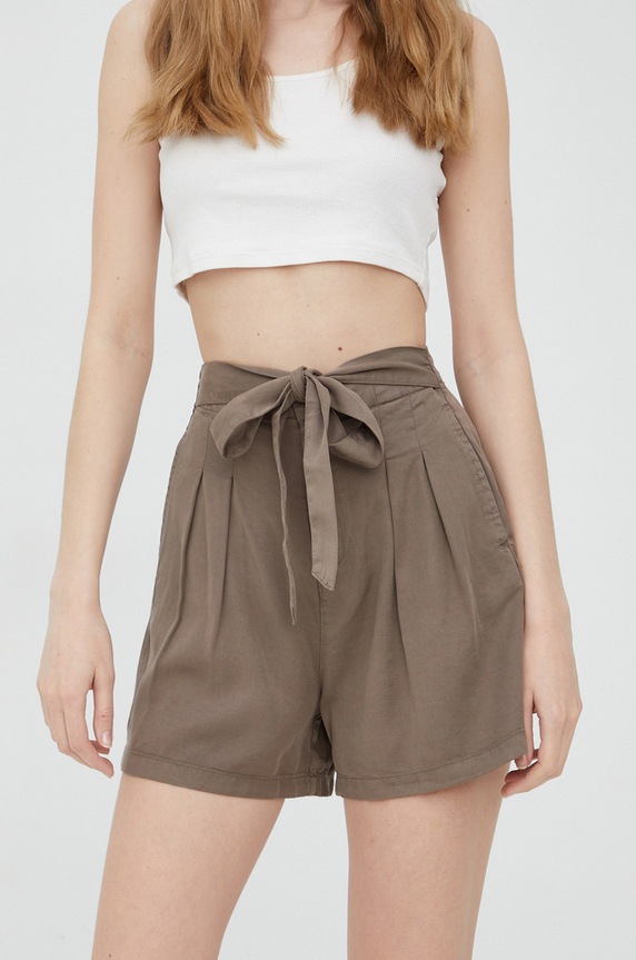 Vero Moda szorty tkanina brązowy 10209543.BungeeCord