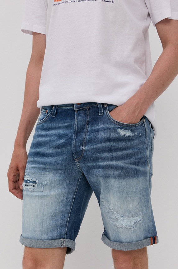 Rifľové krátke nohavice Jack & Jones rifľovina modrá 12171883
