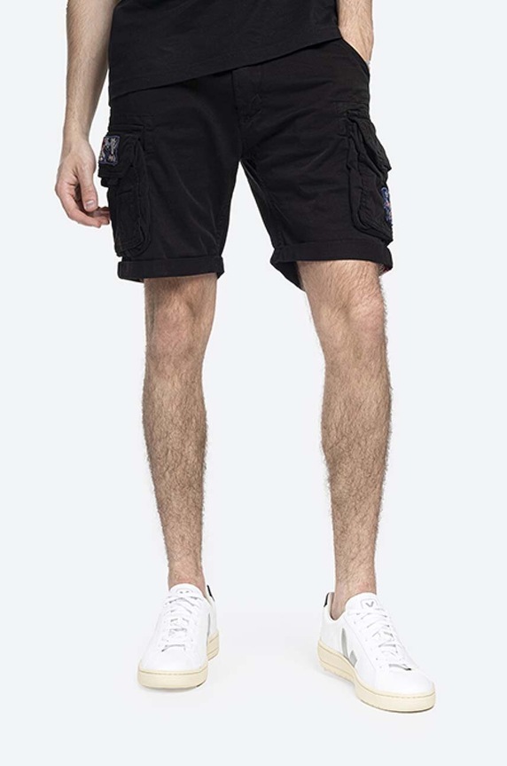 Alpha Industries szorty x NASA z elastanem czarny 126207.03