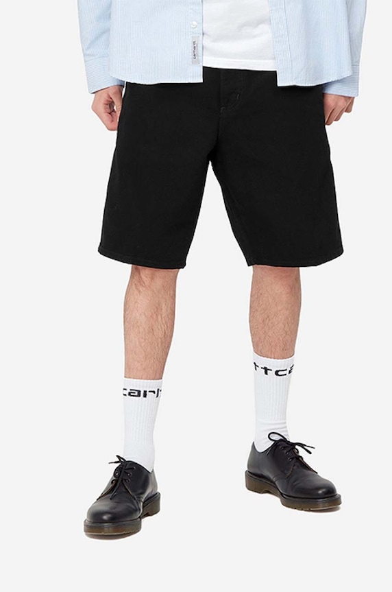 Carhartt WIP cotton shorts Single Knee fabric black I027942.BLACK
