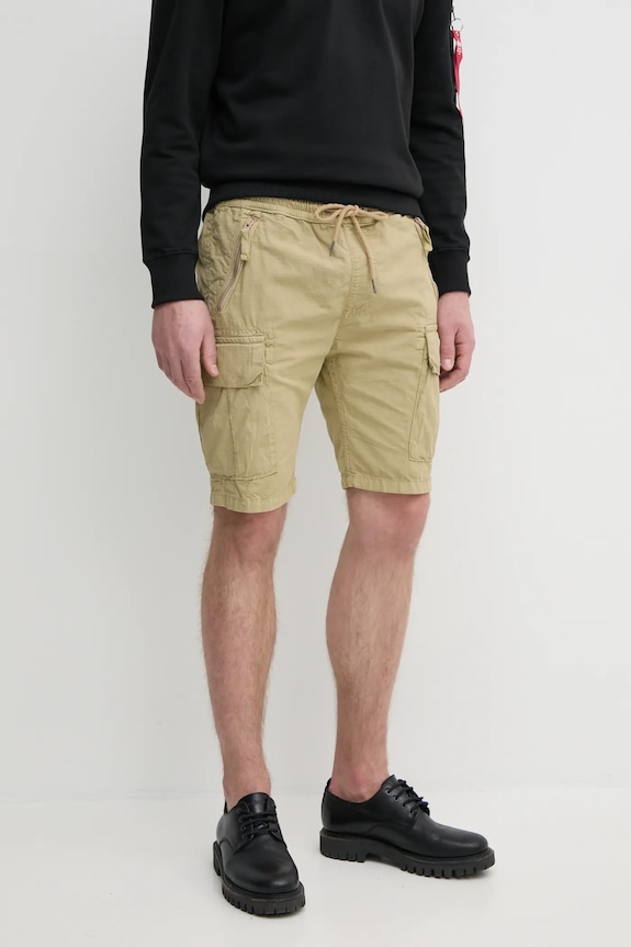 Bavlněné šortky Alpha Industries Ripstop Jogger Short 106250.14 béžová SS25