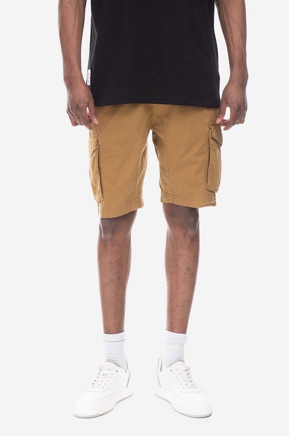 Bavlněné šortky Alpha Industries látka hnědá 106251.13