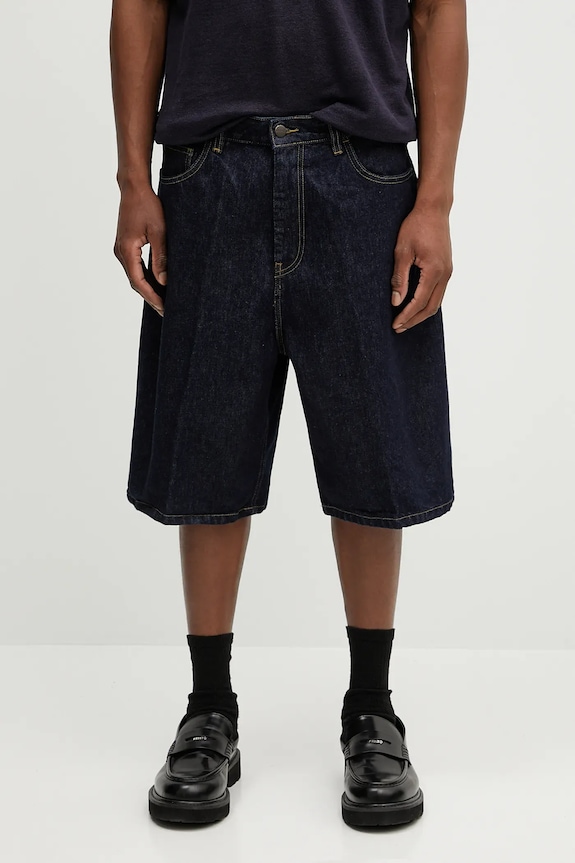 Carhartt WIP szorty jeansowe gładkie granatowy I031919
