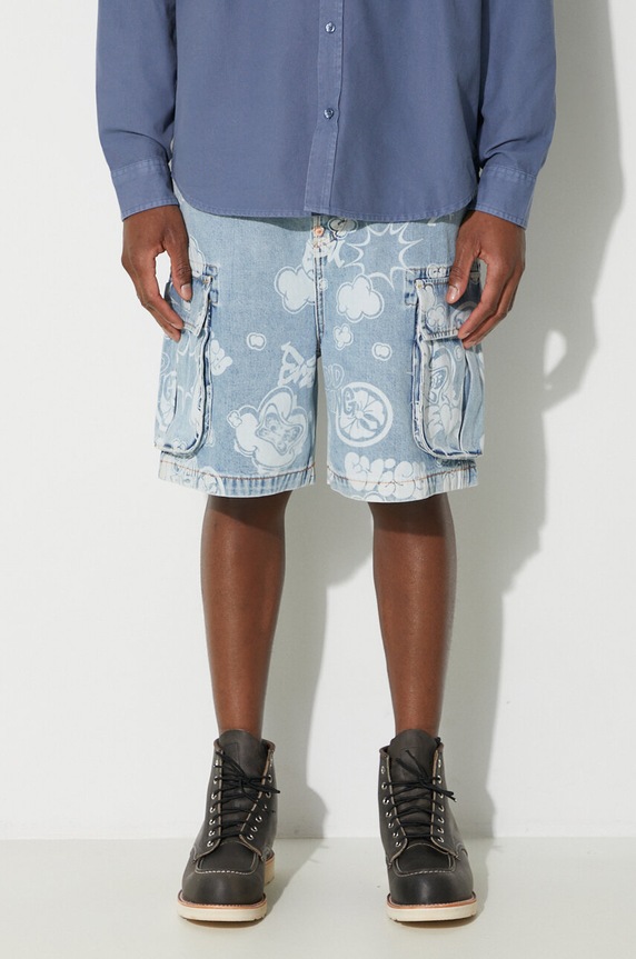 Evisu denim shorts cotton blue 2ESHTM3DS129FFC