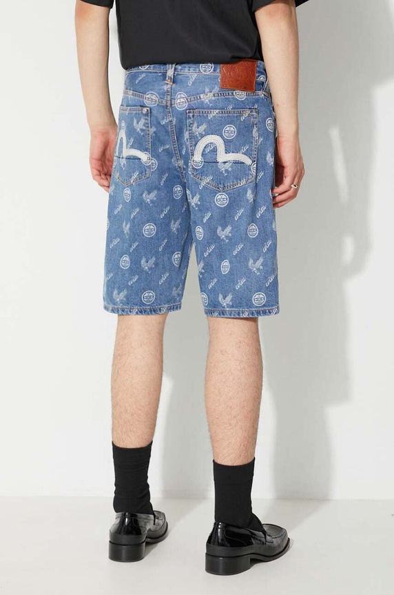 Evisu denim shorts cotton blue 2ESHTM3DS175XXCT