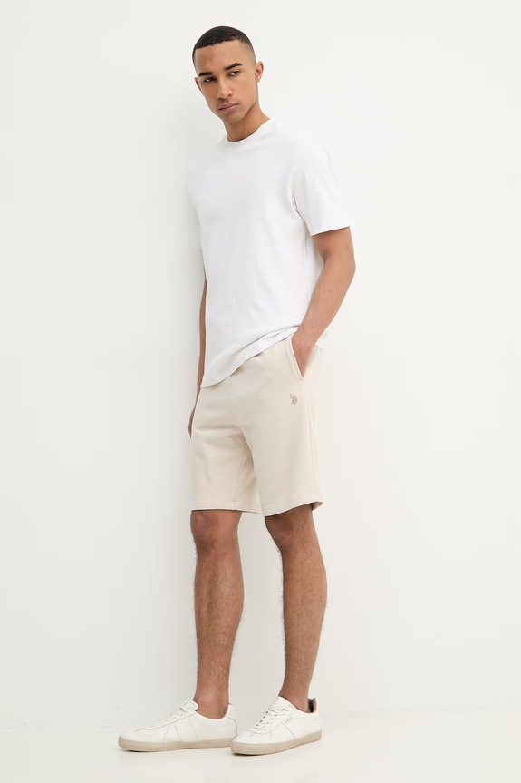 U.S. Polo Assn. pantaloni scurți de trening pentru bărbați din bumbac DHM LB SWEAT MUP3354 bej AA00