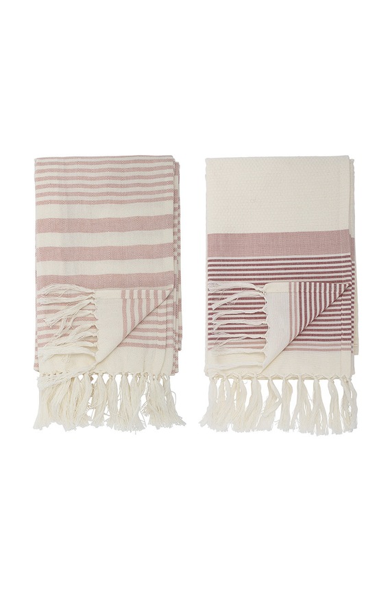 Bloomingville ręcznik bawełniany Loke (2-pack) różowy 82041388