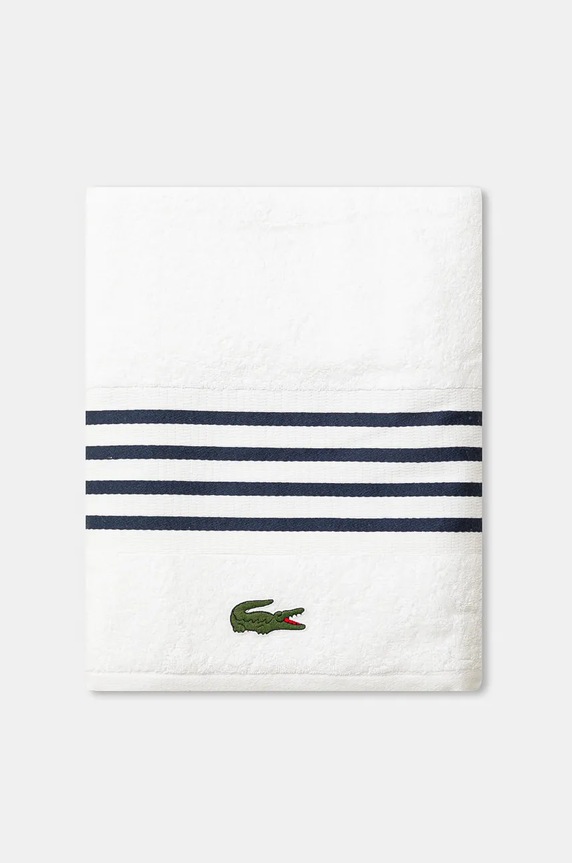 Lacoste duży ręcznik bawełniany L Courtline Marine 90 x 150 cm 1044333 biały AA00