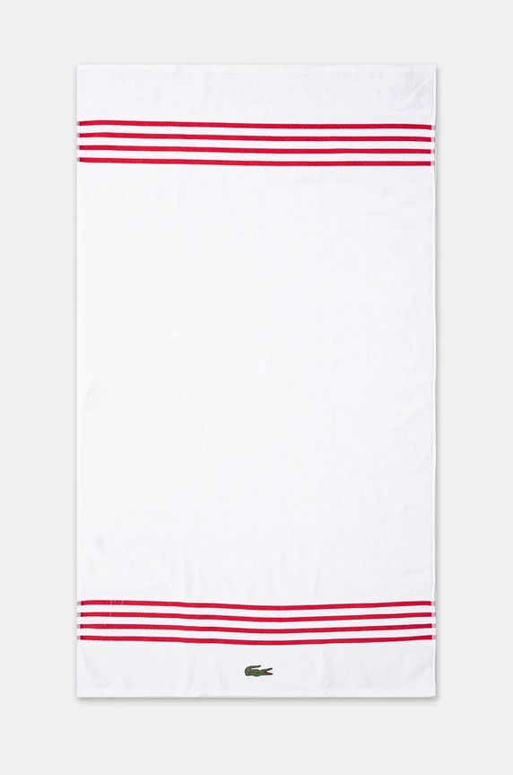 Lacoste średni ręcznik bawełniany L Courtline Rouge 70 x 140 cm biały 1044331