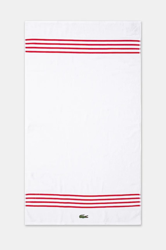 Lacoste średni ręcznik bawełniany L Courtline Rouge 70 x 140 cm biały 1044331