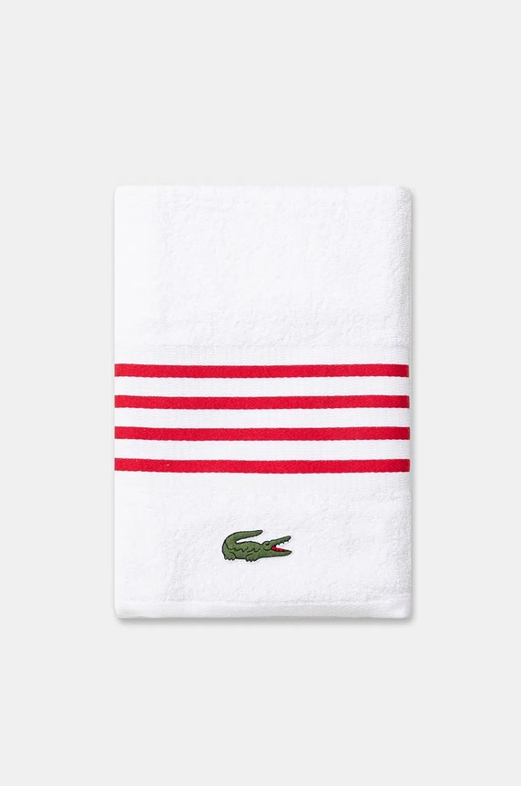 Lacoste średni ręcznik bawełniany L Courtline Rouge 70 x 140 cm 1044331 biały AA00