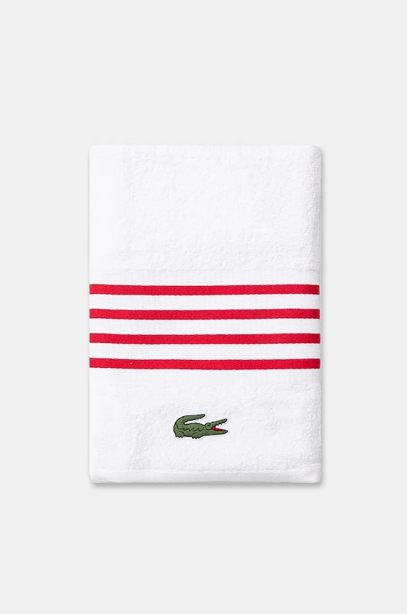 Lacoste średni ręcznik bawełniany L Courtline Rouge 70 x 140 cm 1044331 biały AA00