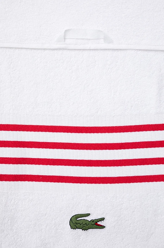 Łazienka Lacoste średni ręcznik bawełniany L Courtline Rouge 70 x 140 cm 1044331 biały