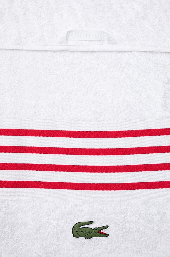 Łazienka Lacoste średni ręcznik bawełniany L Courtline Rouge 70 x 140 cm 1044331 biały