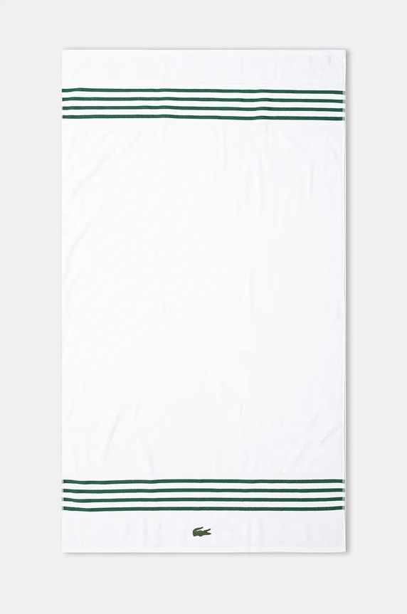Голяма памучна кърпа Lacoste L Courtline Vert 90 x 150 cm бял 1044332