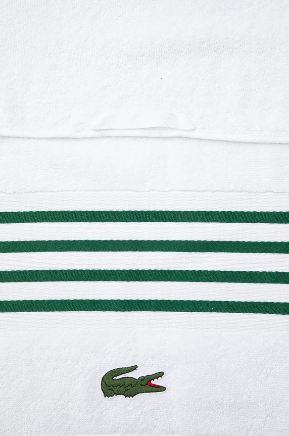Баня Голяма памучна кърпа Lacoste L Courtline Vert 90 x 150 cm 1044332 бял