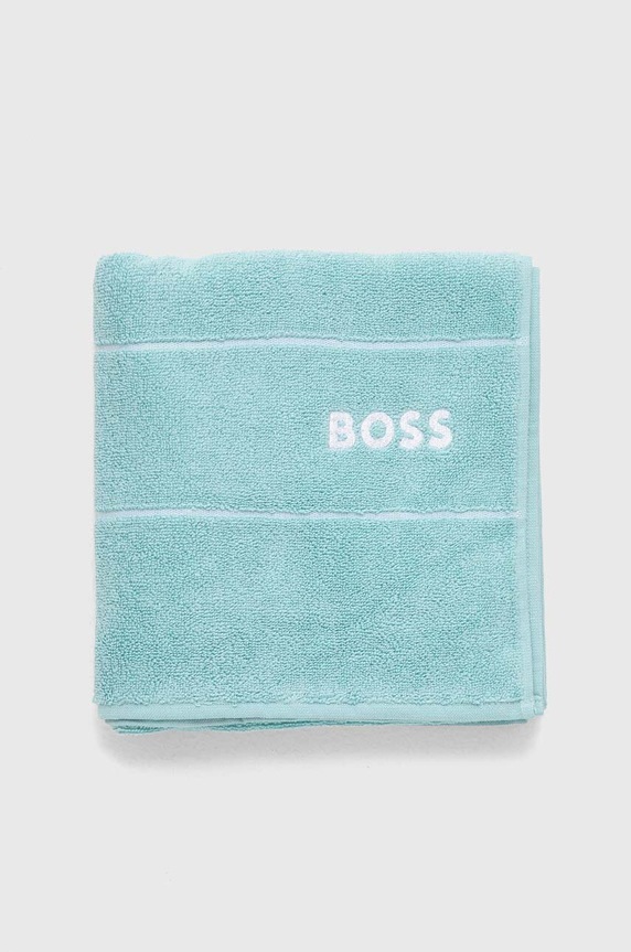 Μικρή βαμβακερή πετσέτα BOSS Plain Aruba Blue 50 x 100 cm 1037466 τιρκουάζ AA00
