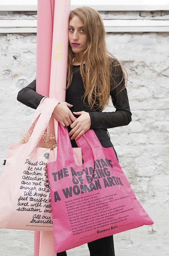 Nákupná taška LOQI GUERRILLA GIRLS ružová Q.GG.AW