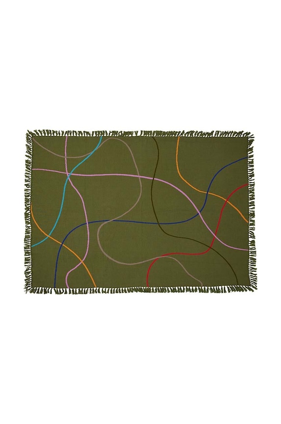 Pamučni prekrivač Hübsch Outline 140 x 200 cm 221604 šarena AA00
