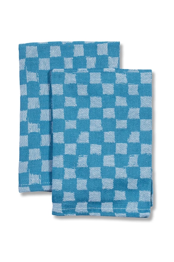 Komplet bombažnih prtičkov Byon Checki 2-pack modra 5219800513