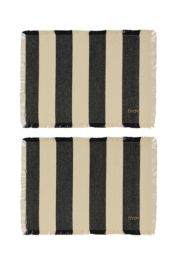 Bavlnené prestieranie OYOY Toppu 48 x 36 cm 2-pak čierna L401965