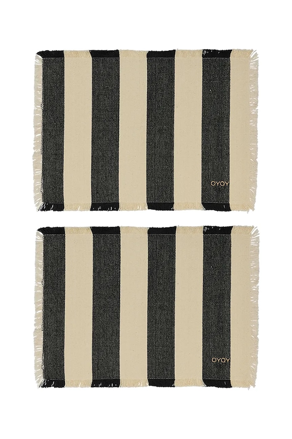 Bavlnené prestieranie OYOY Toppu 48 x 36 cm 2-pak čierna L401965