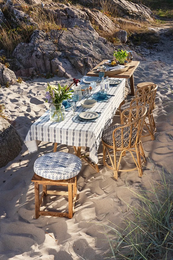 Κουζίνα και μπαρ Madam Stoltz τραπεζομάντιλο βαμβακερό 120 x 220 cm JOTC2806 μπεζ