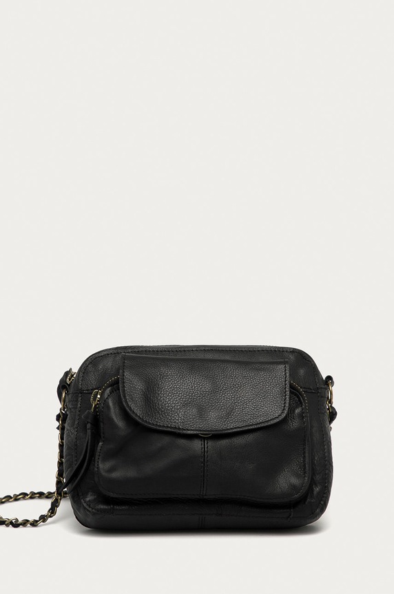 Pieces Torebka skórzana skóra licowa czarny 17063358