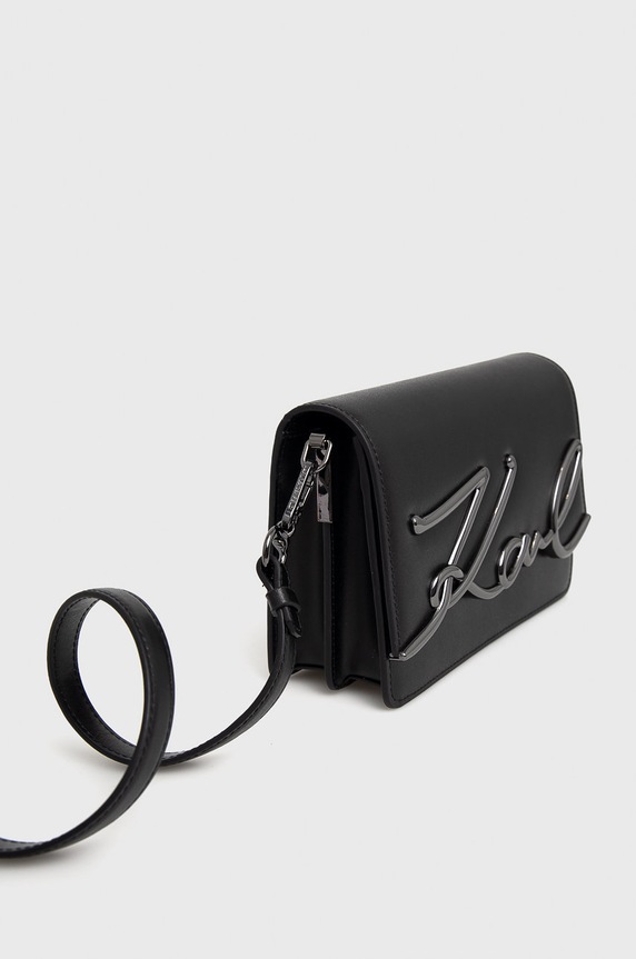 Karl Lagerfeld torebka skórzana 225W3040 nie mieści A4 czarny 225W3040