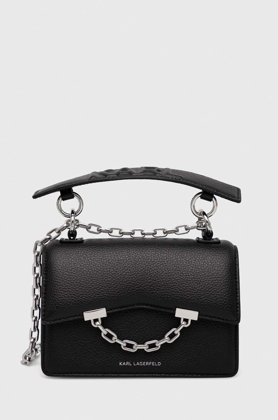 Karl Lagerfeld torebka skórzana skóra licowa czarny 225W3082