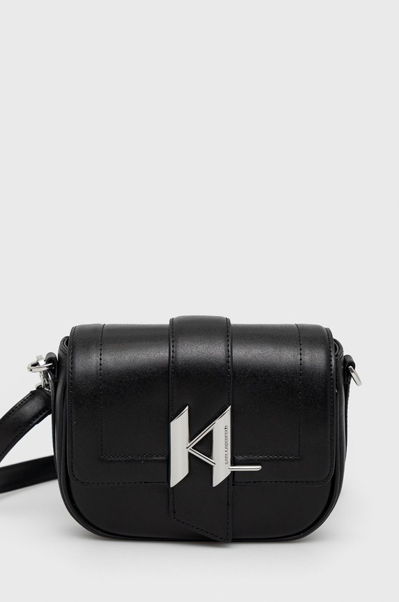 Kožená kabelka Karl Lagerfeld přírodní kůže černá 225W3086