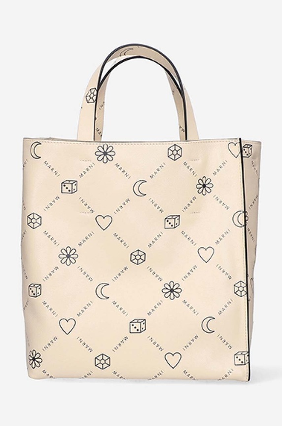 Kožená kabelka Marni vzorovaný béžová SHMP0018U4.P4599.00W12