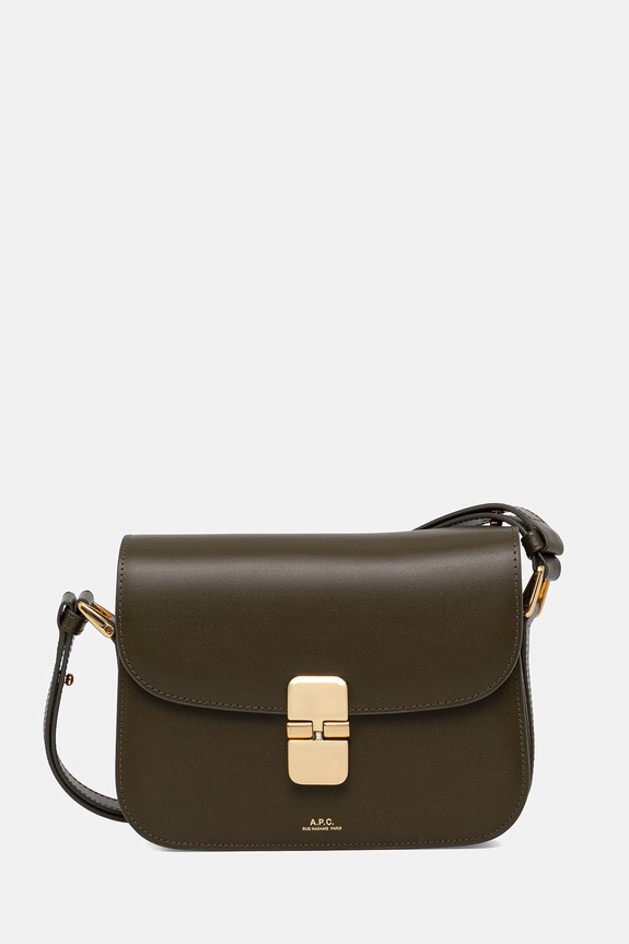 Δερμάτινη τσάντα A.P.C. Sac Grace Small πράσινο PXBMW.F61413