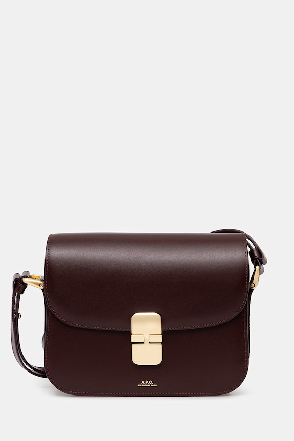 Кожена чанта A.P.C. Sac Grace Small изчистен бордо PXBMW.F61413