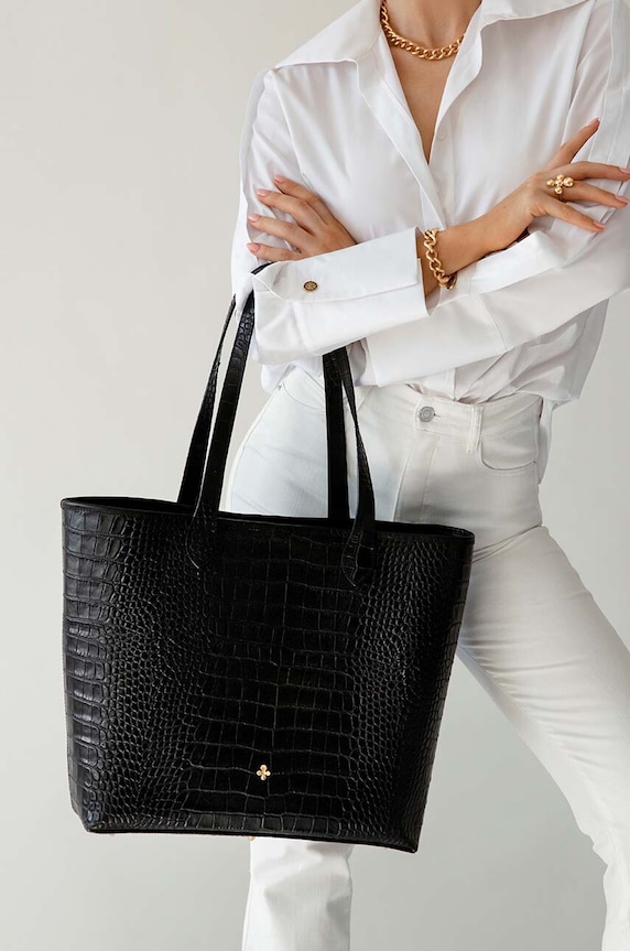 Akcesoria Lilou shopper skórzany Coco Jane SHOP/COCJAN czarny