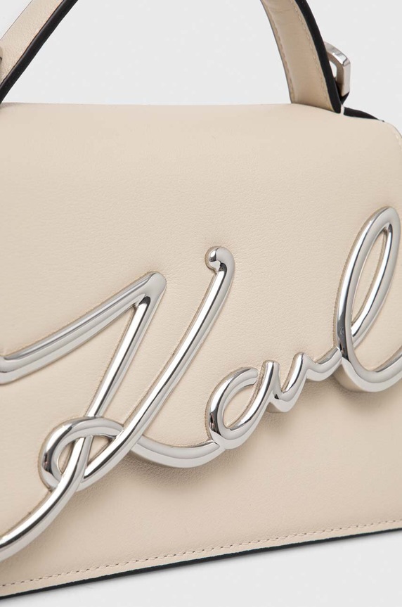 Kožená kabelka Karl Lagerfeld K/SIGNATURE béžová 240W3004