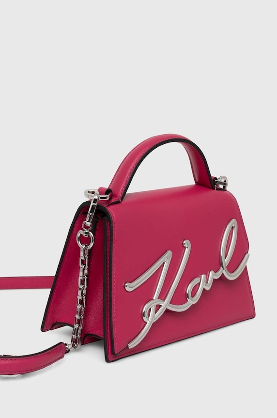 Kožená kabelka Karl Lagerfeld K/SIGNATURE 240W3004 ružová AA00