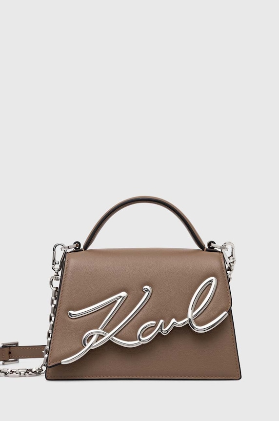 Karl Lagerfeld torebka skórzana K/SIGNATURE brązowy 240W3004