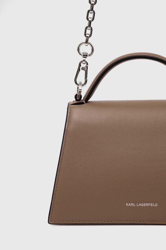 Karl Lagerfeld torebka skórzana K/SIGNATURE brązowy 240W3004