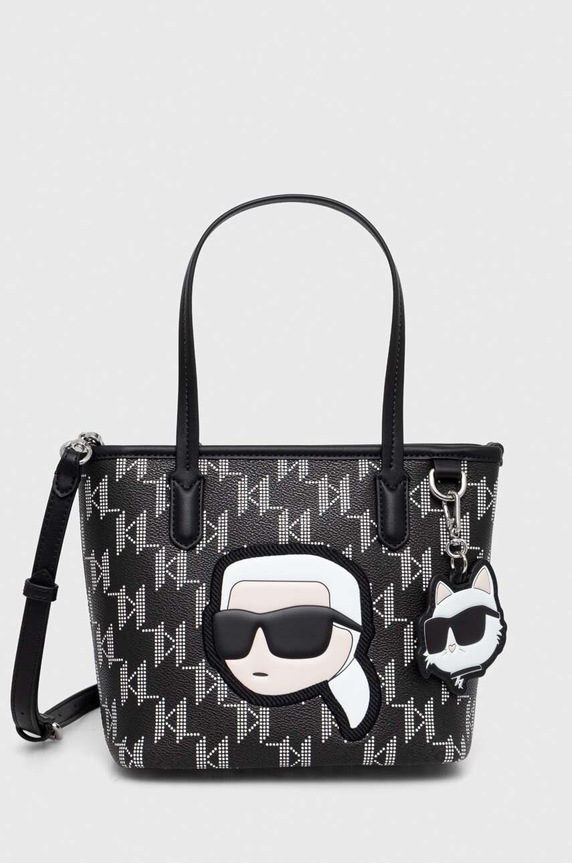 Kabelka Karl Lagerfeld nášivka čierna 240W3089