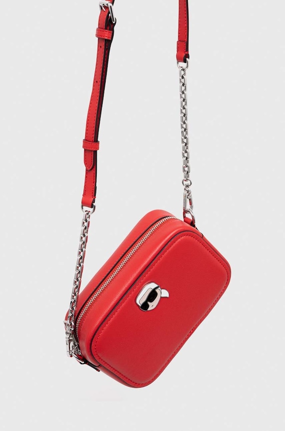 Kožená kabelka Karl Lagerfeld 240W3085 červená AA00