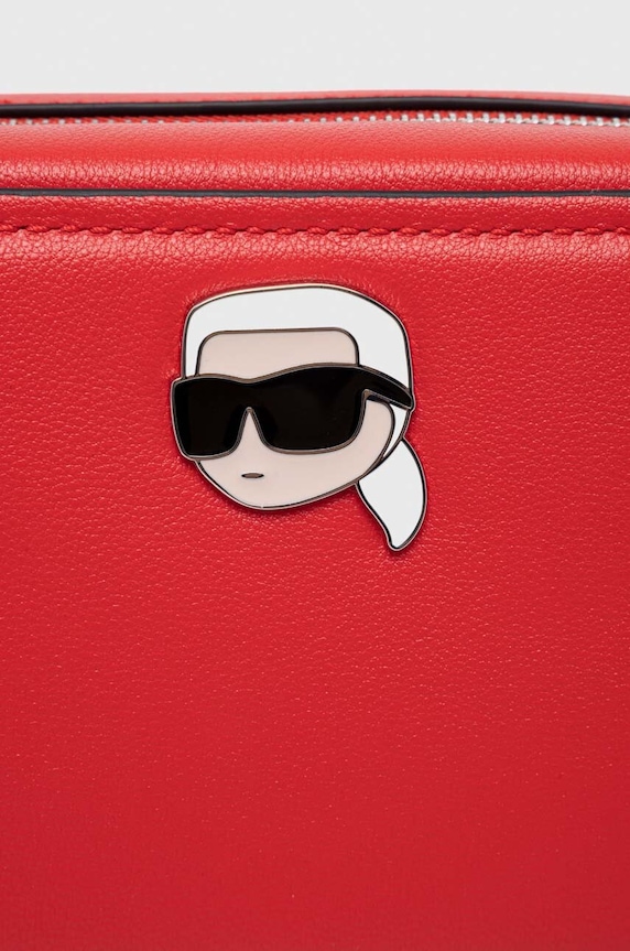 Kožená kabelka Karl Lagerfeld červená 240W3085