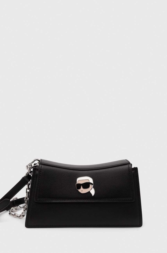 Karl Lagerfeld torebka skórzana skóra licowa czarny 245W3053