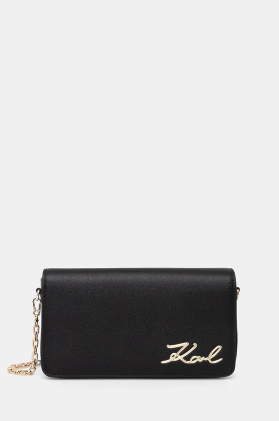Karl Lagerfeld torebka skórzana skóra licowa czarny 246W3297