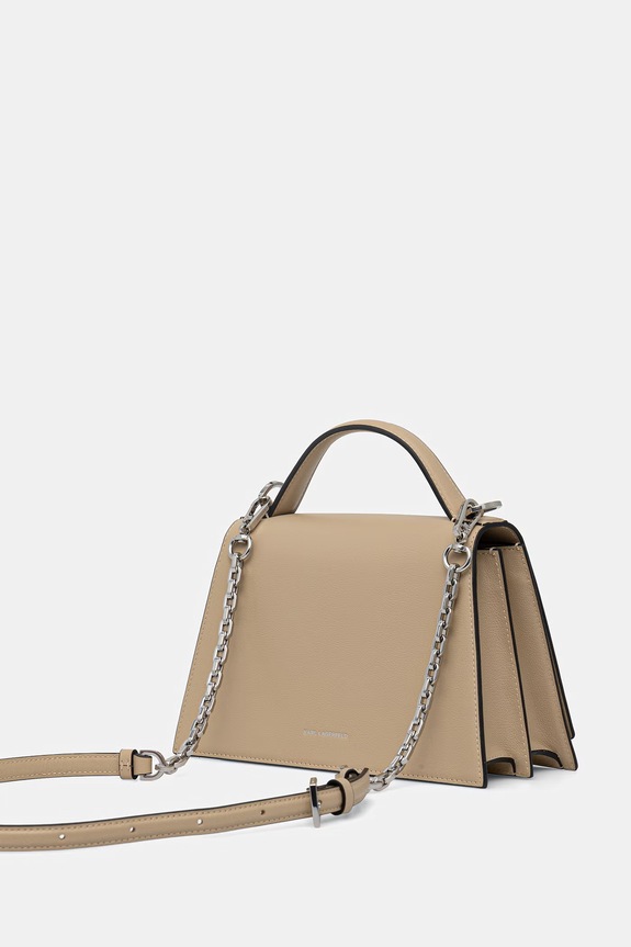 Doplňky Karl Lagerfeld crossbody kabelka dámská kožená K/SIGNATURE A1W30036 béžová